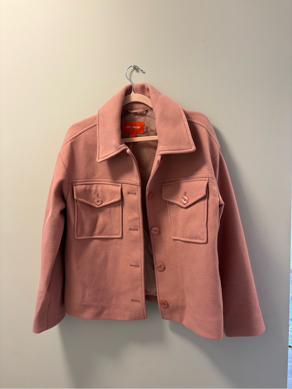 Joe Fresh Pink Wool-Blend Boxy Jacket